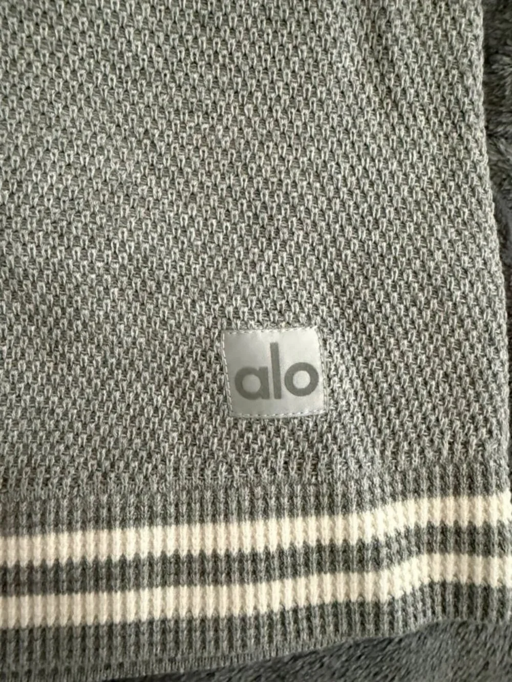 ALO Yoga Ribbed Sweater Knit Highline Dress Lunar Grey/White S